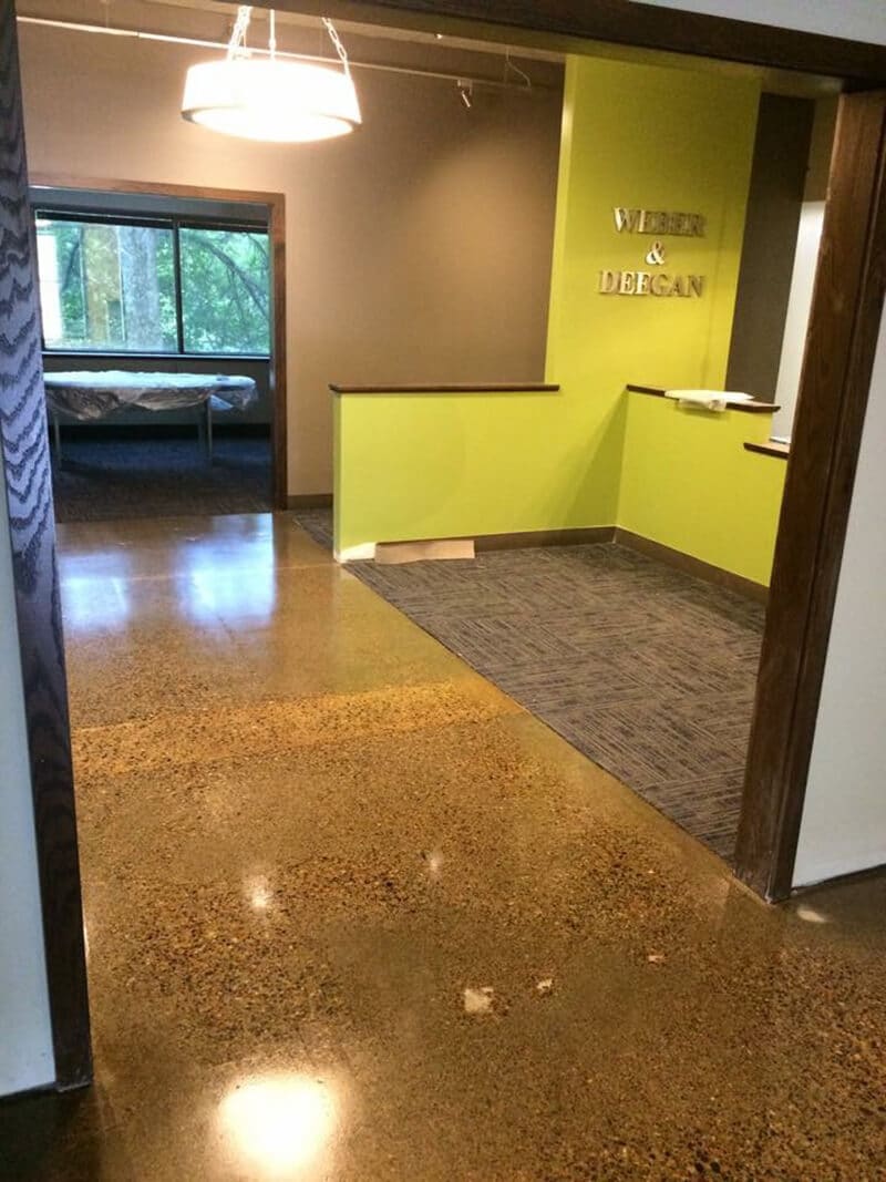 polished concrete in office room